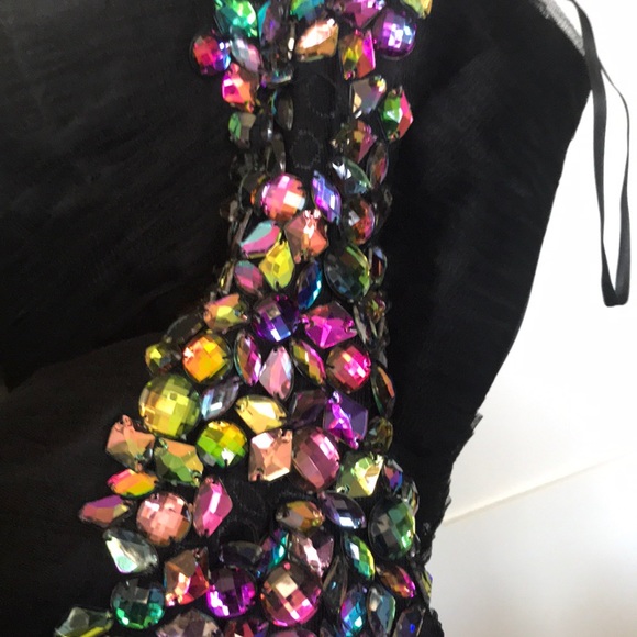 Hoco or holiday dress- black with beading - Picture 6 of 7